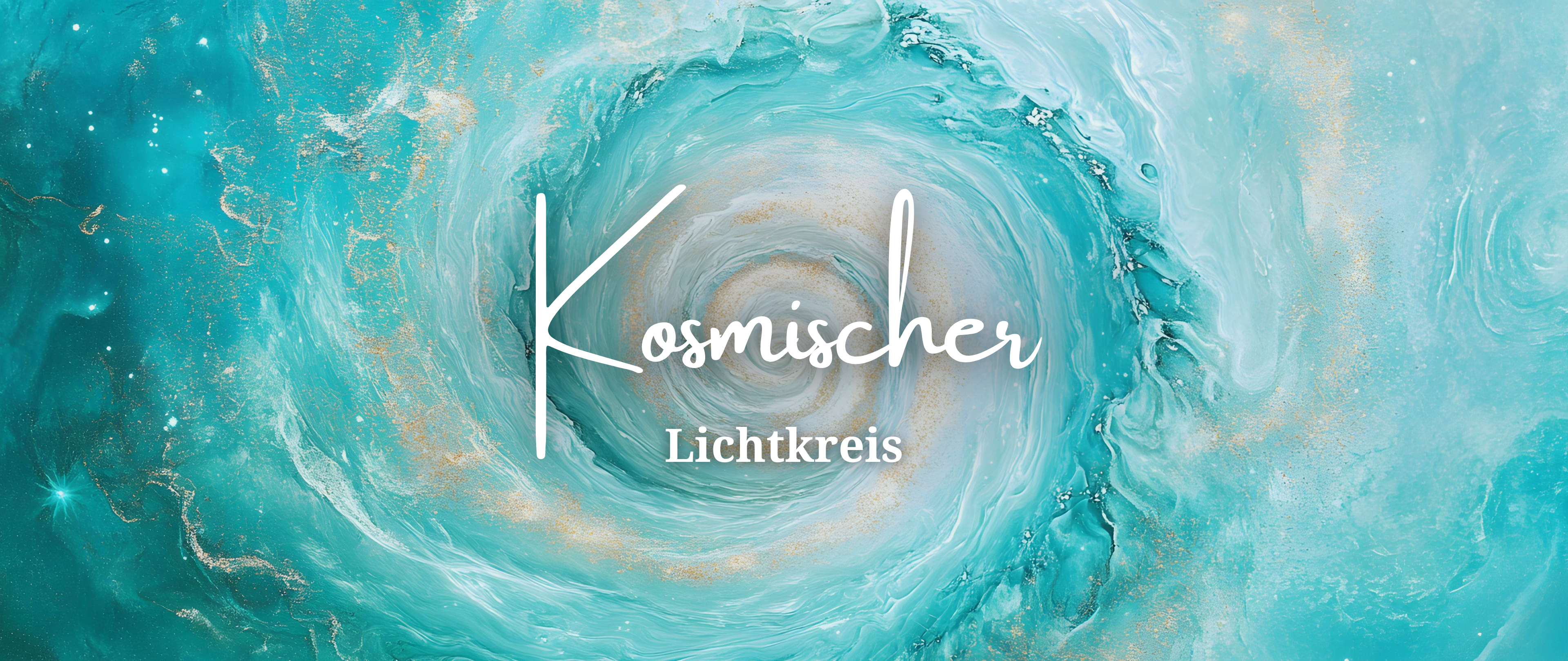 Kosmischer Lichtkreis, spiritueller Energiekreis mit türkis-goldenem Wirbelmuster