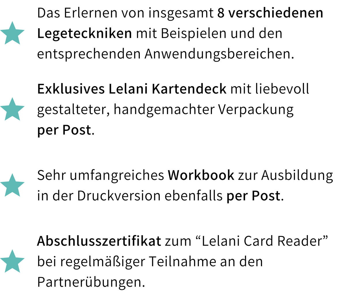 Lelani Kartenlege Ausbildung mit Legetechniken, Kartendeck, Workbook und Abschlusszertifikat