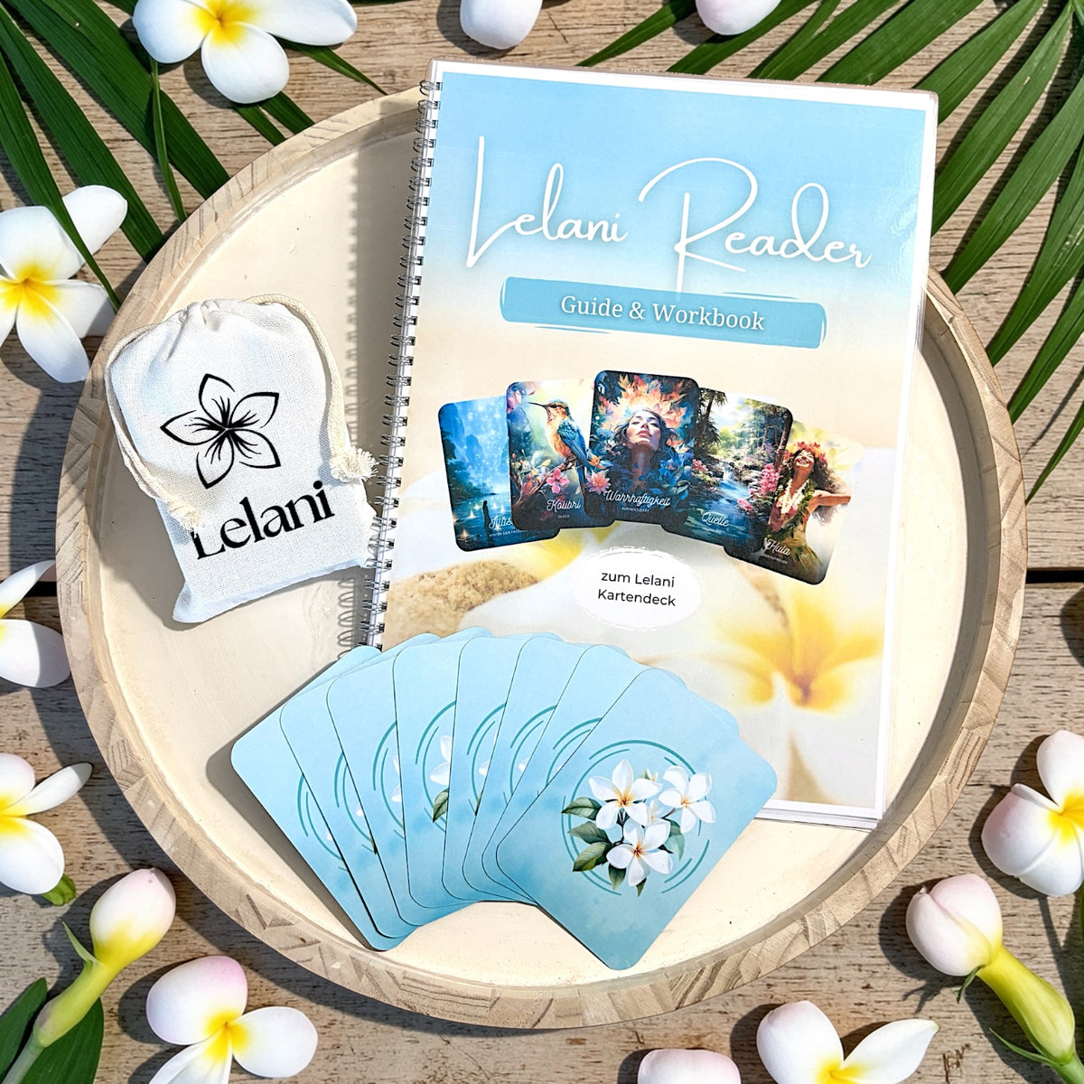Lelani Kartenset mit Karten, Workbook und handgefertigter Verpackung