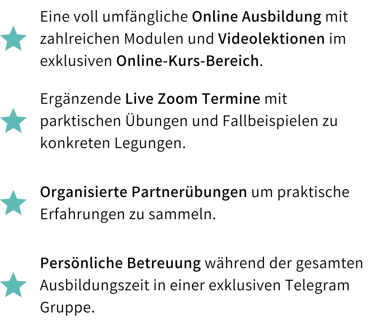 Leistungen der Online Kartenlege Ausbildung mit Videos, Live Zooms, Partnerübungen und persönlicher Betreuung